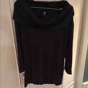 Black Adidas Cowl Neck Workout Top w/ Banded Waist & Hood